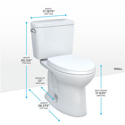 Toto Drake® Two-piece Toilet, 1.28 GPF, Elongated Bowl - Universal Height