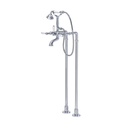 ROHL Exposed Floor Mount Tub Filler With Handshower & Floor Pillar Legs Or Supply Unions