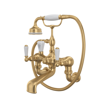 Perrin & Rowe Edwardian Exposed Wall Mount Tub Filler With Handshower - With Metal Lever Handle.3510L/1