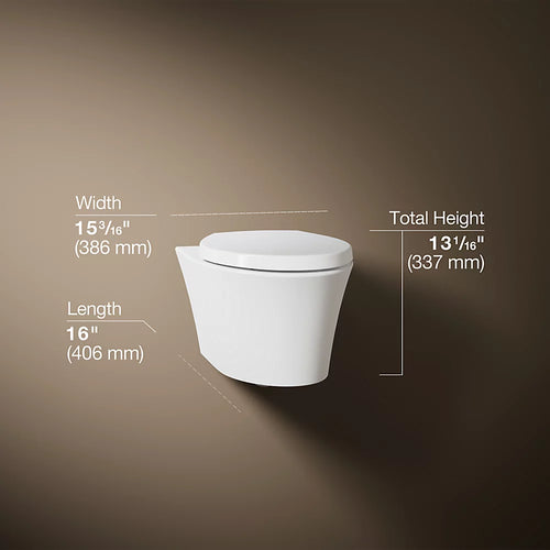 Kohler Veil® Wall-hung compact elongated toilet, dual-flush