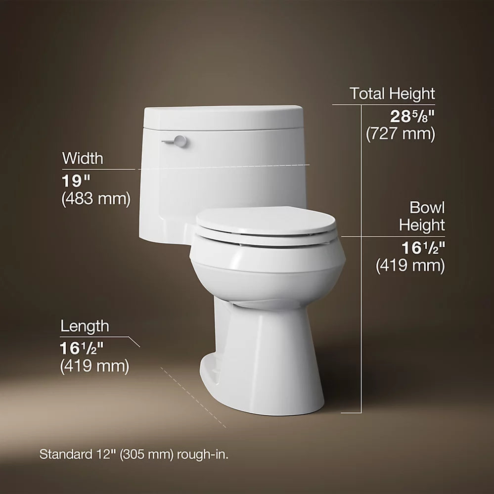 Cimarron® One-piece elongated toilet with concealed trapway, 1.28 gpf