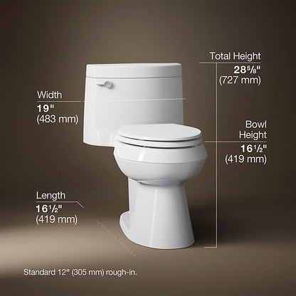 Cimarron® One-piece elongated toilet with concealed trapway, 1.28 gpf