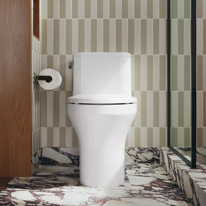Spacity™ One-piece compact elongated toilet with skirted trapway, 1.28 gpf