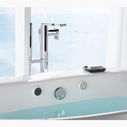 Sunstruck® 65-1/2" x 35-1/2" oval freestanding Heated BubbleMassage™ air bath with fluted shroud