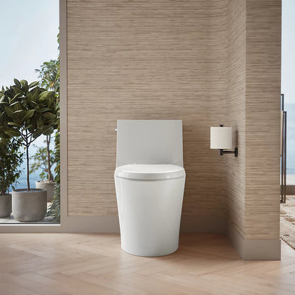 Veil® One-piece elongated toilet with skirted trapway, dual-flush