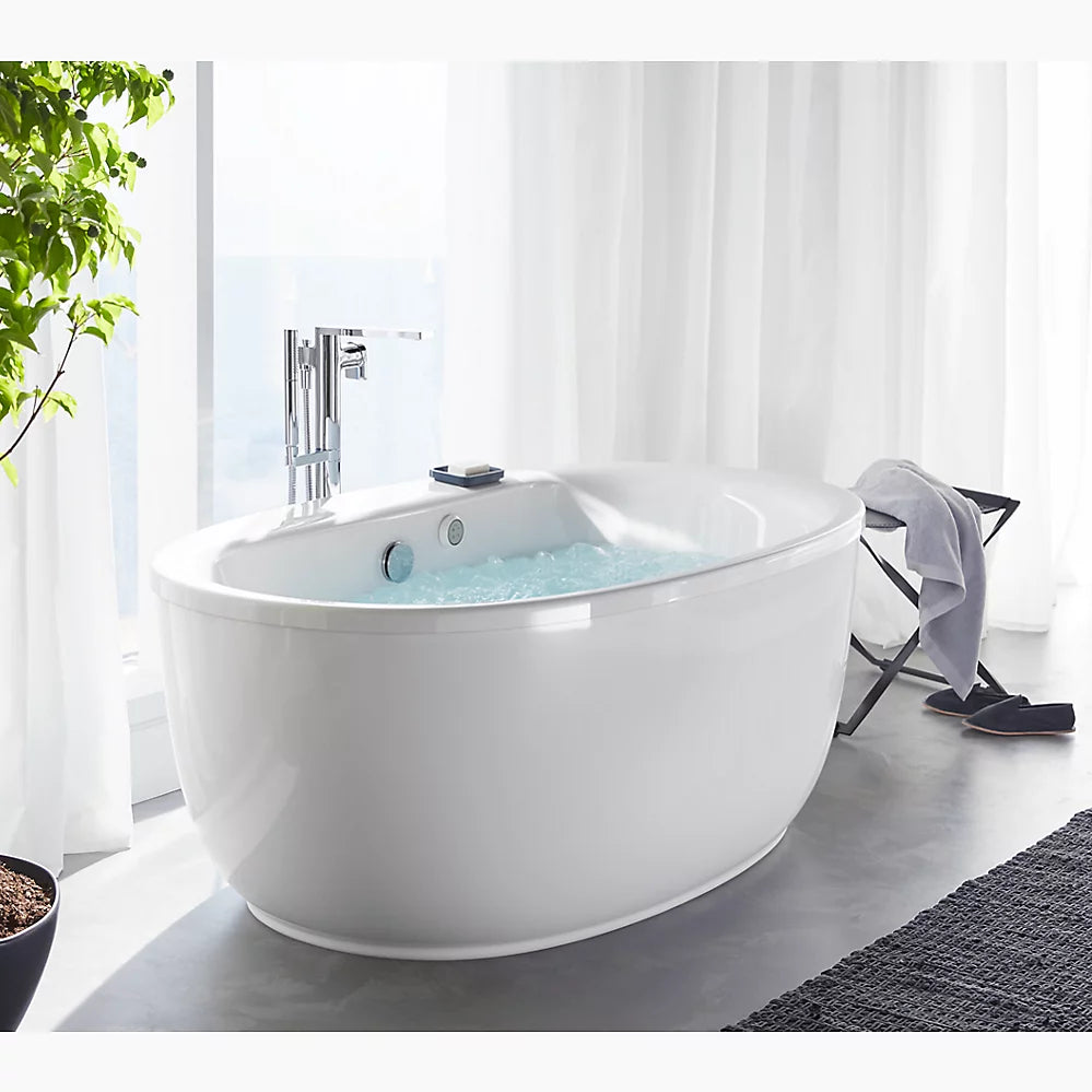 Sunstruck® 65-1/2" x 35-1/2" oval freestanding Heated BubbleMassage™ air bath with fluted shroud