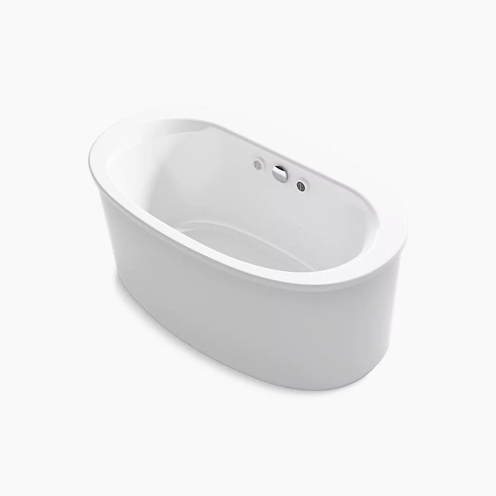 Sunstruck® 60-1/2" x 34-1/2" freestanding Heated BubbleMassage™ air bath with Bask® heated surface and straight shroud