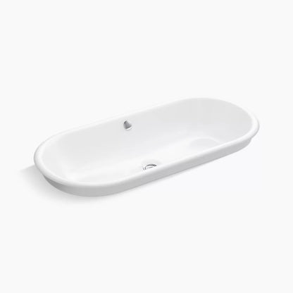 Iron Plains® 33" oval drop-in/undermount/vessel bathroom sink with White painted underside