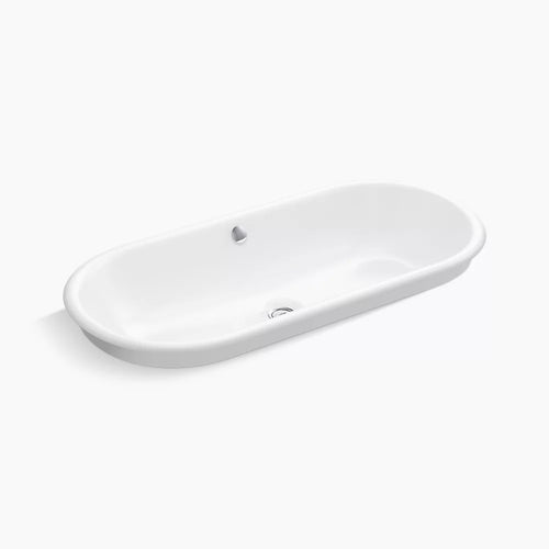 Iron Plains® 33" oval drop-in/undermount/vessel bathroom sink with White painted underside