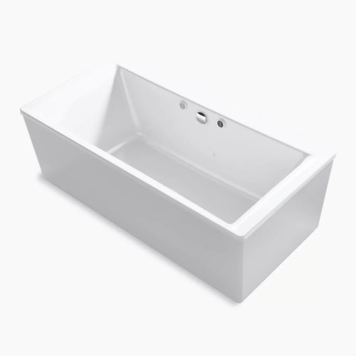 Stargaze® 72" x 36-1/4" freestanding Heated BubbleMassage™ air bath with Bask® heated surface and straight shroud
