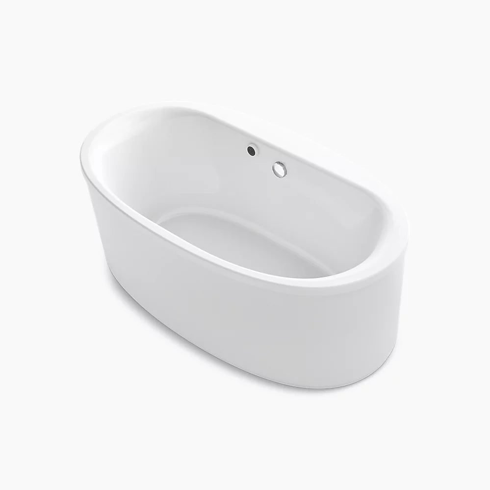 Sunstruck® 65-1/2" x 35-1/2" freestanding bath with Bask® heated surface and straight shroud