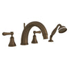 Perrin & Rowe Georgian Era 4-Hole Deck Mount C-Spout Tub Filler With Handshower - With White Porcelain Lever Handle.3648LSP