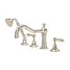 ROHL Acqui 4-Hole Deck Mount Column Spout Tub Filler With Handshower