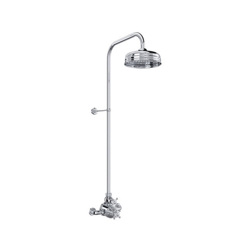 Perrin & Rowe Georgian Era 3/4" Exposed Wall Mount Thermostatic Shower System With Cross Handle - Polished Chrome.GA19W2X