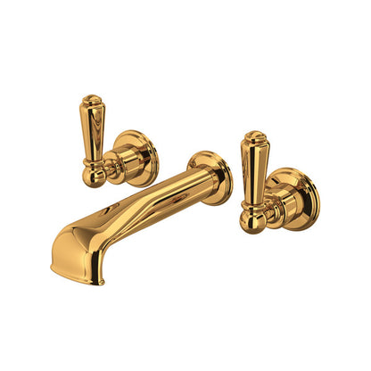 Perrin & Rowe Edwardian Wall Mount 3-Hole Tub Filler - With Metal Lever Handle.3580L
