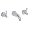 Perrin & Rowe Deco 3-Hole Wall Mount 7" Spout Tub Filler - With Metal Lever Handle.3178LS