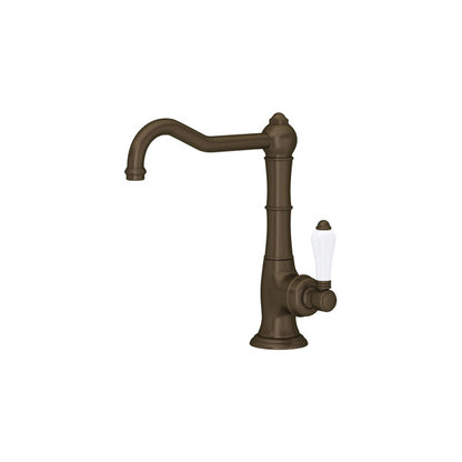 ROHL Cinquanta Single Hole Column Spout Bar & Food Prep Faucet - Polished Chrome With White Porcelain Lever Handle/6.5LPAPC