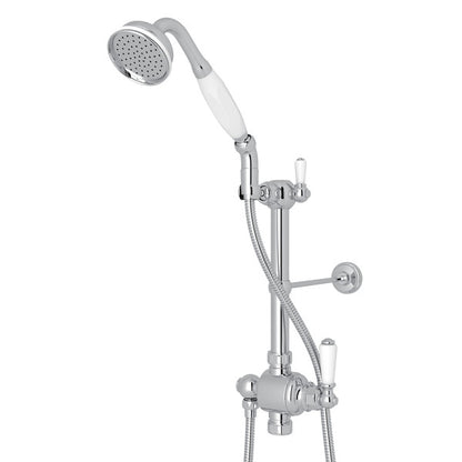 Perrin & Rowe Riser Diverter Handshower Hose Parking Bracket & 8" Thermostatic Outlet