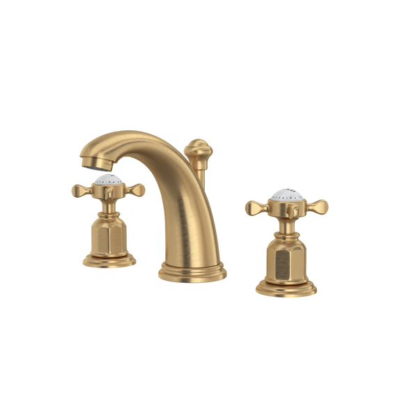 Perrin & Rowe Edwardian High Neck Widespread Bathroom Faucet With Cross Handle