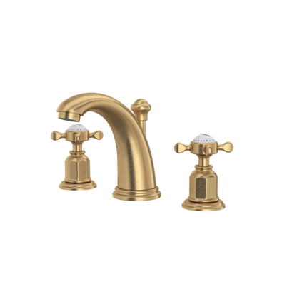 Perrin & Rowe Edwardian High Neck Widespread Bathroom Faucet With Cross Handle