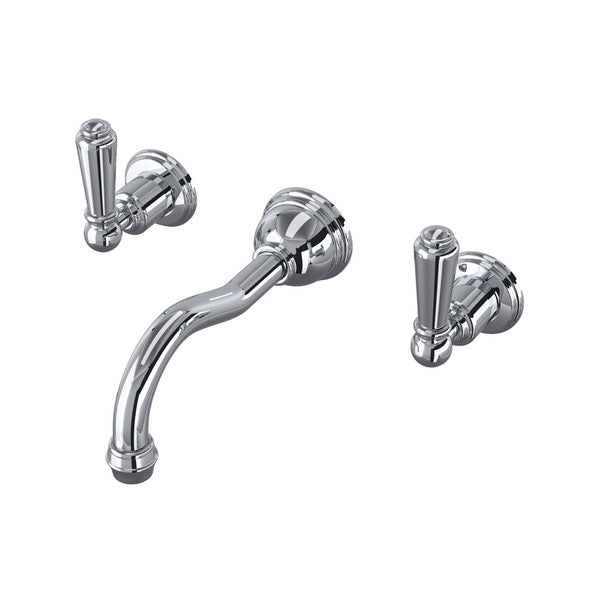 Perrin & Rowe Edwardian Wall Mount Column Spout Bathroom Faucet - With Metal Lever Handle.3790L-APC/TO