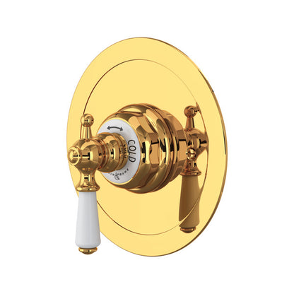 Perrin & Rowe Edwardian Era Round Thermostatic Trim Plate Without Volume Control - With Metal Lever Handle.5565L