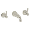 Perrin & Rowe Deco 3-Hole Wall Mount 7" Spout Tub Filler - With Metal Lever Handle.3178LS