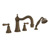 Perrin & Rowe Georgian Era 4-Hole Deck Mount Column Spout Tub Filler With Handshower - With Metal Lever Handle.3747LS
