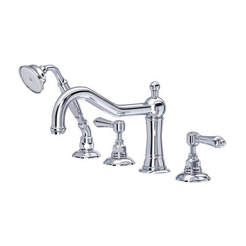 ROHL Acqui 4-Hole Deck Mount Column Spout Tub Filler With Handshower