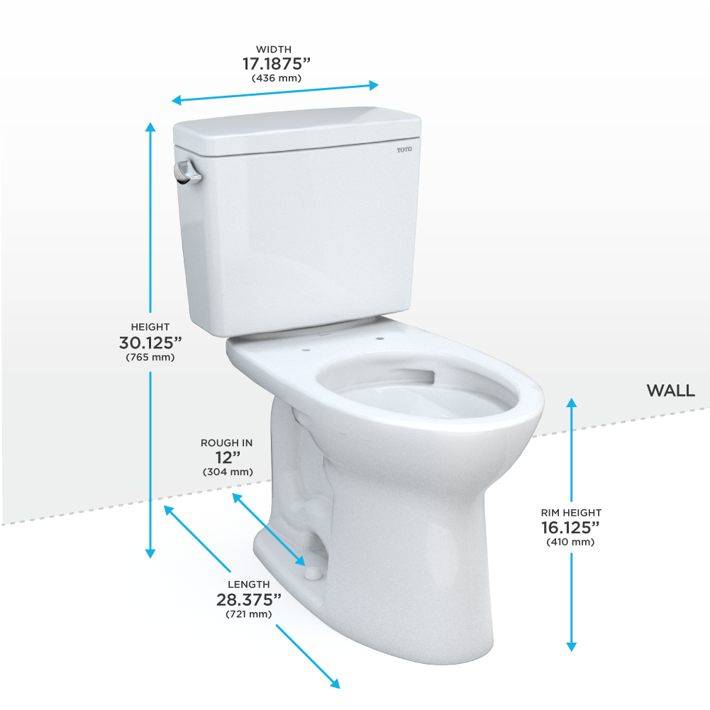 TOTO Drake® Two-piece Toilet, 1.6 GPF, Elongated Bowl - Universal Height