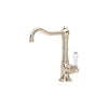 ROHL Cinquanta Single Hole Column Spout Bar & Food Prep Faucet - Polished Chrome With White Porcelain Lever Handle/6.5LPAPC