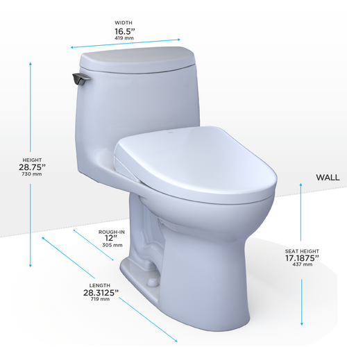 Toto UltraMax II 1G WASHLET®+ S7 One-Piece Toilet - 1.0 GPF