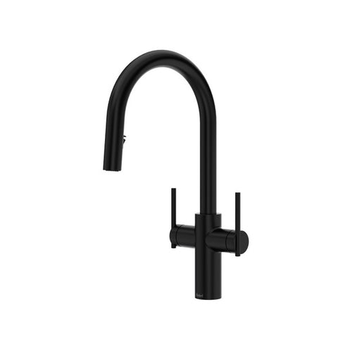 Riobel Lateral™ Two Handle Pull-Down Kitchen Faucet With C-Spout